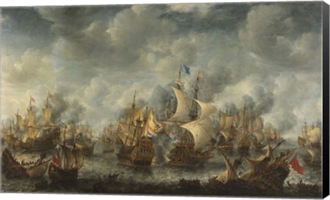 Framed Battle of Ter Heijde naval battle during the First Anglo-Dutch War Print