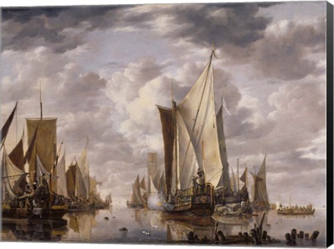 Framed Dutch East India Company grand ships at the Dutch port of Flushing Print