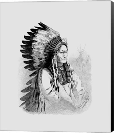 Framed Native Indian Chief, Sitting Bull Print