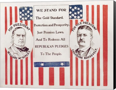 Framed Campaign poster for William McKinley and Theodore Roosevelt Print