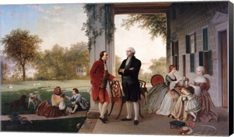 Framed George Washington and Marquis de Lafayette at Mount Vernon Print