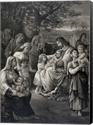 Framed Jesus blessing the Children Print