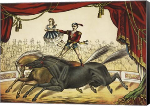 Framed Two Horse Act, circa 1874 Print