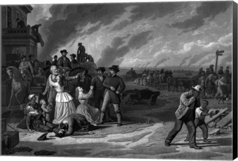 Framed Brigadier General Thomas Ewing of the Union Army evicts Missouri settlers, 1863 Print