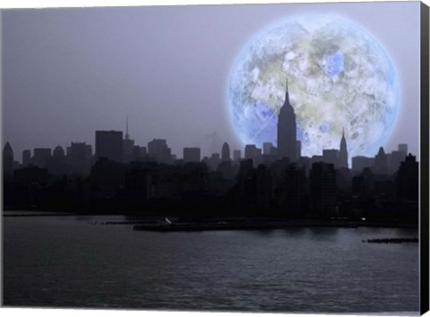 Framed New York City Terraformed Luna Rise Print