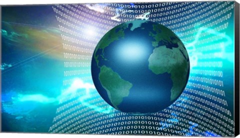 Framed Internet Represented By Web of Binary Code Print