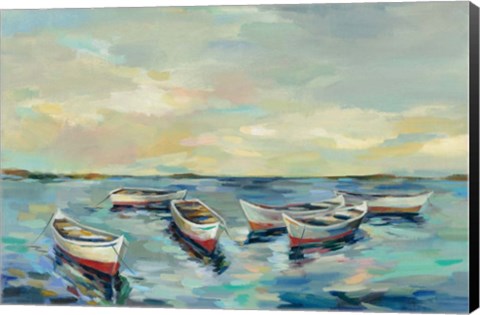 Framed Coastal View of Boats Print
