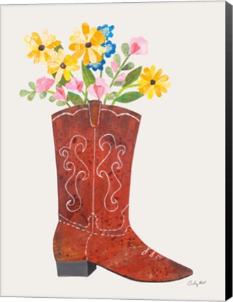 Framed Western Cowgirl Boot V Print