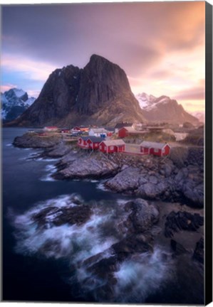 Framed Golden Morning in Hamnoy Print