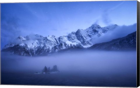 Framed Misty Winter Evening Print