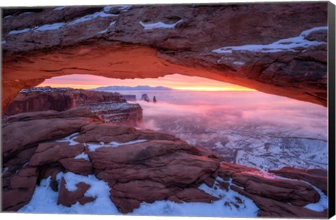 Framed Moment right before Sunrise Print