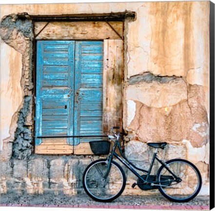 Framed Old Window and Bicycle Print