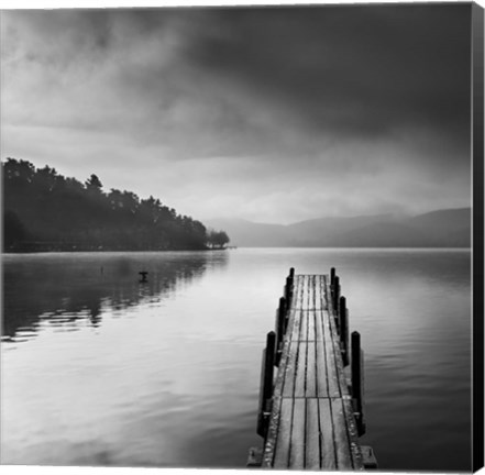 Framed Lake view with Pier II Print