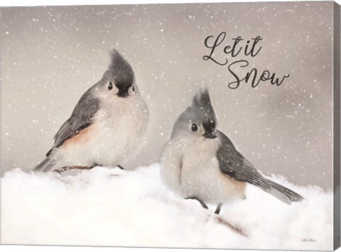 Framed Let It Snow Titmouse Pair Print