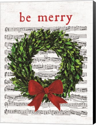 Framed Be Merry Christmas Wreath Print