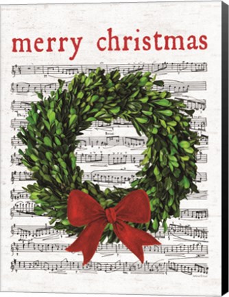Framed Merry Christmas Wreath Print