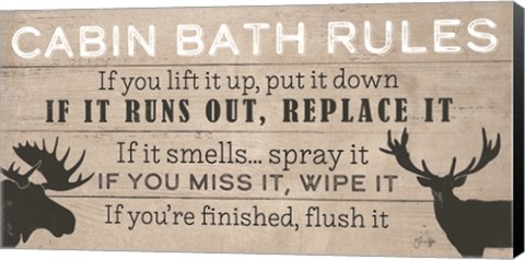 Framed Cabin Bath Rules Print