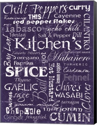 Framed Kitchen Spice Indigo Print