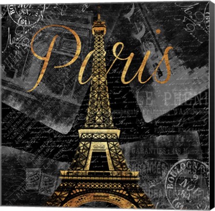 Framed Script Paris Gold Print