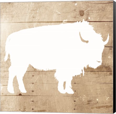 Framed White On Wood Buffalo Mate Print