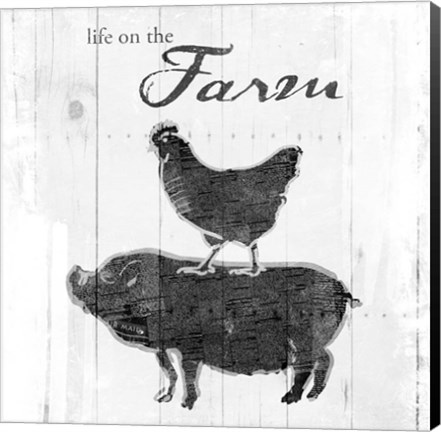 Framed Farm To Chicken Pig Grey Print