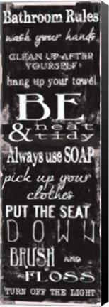 Framed Bathroom Rules Black White Print