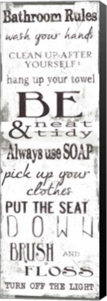 Framed Bathroom Rules White Black Print