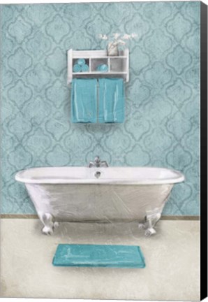 Framed Vintage Teal Bath Print