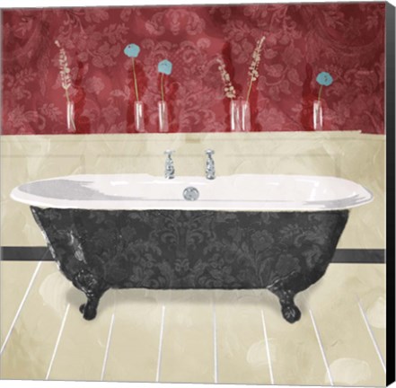 Framed Bathroom Florals Crimson 2 Print