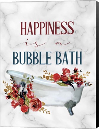 Framed Happiness is a Bubble Bath Tub Print