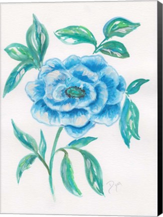 Framed Floral Blue 1 Print