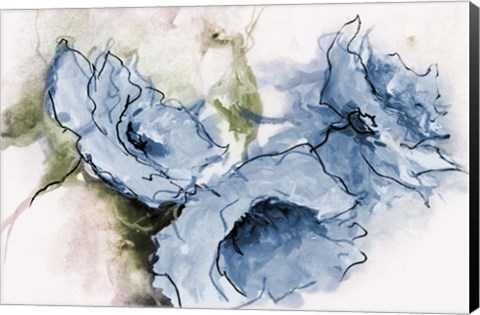 Framed Animated Blue Flora Print