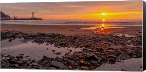 Framed Sunset on the Coast of Yorkshire, UK Print