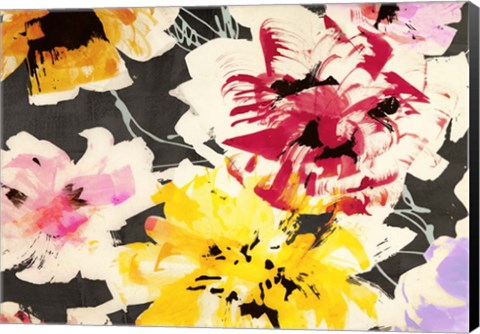 Framed Neon Flowers II (detail) Print