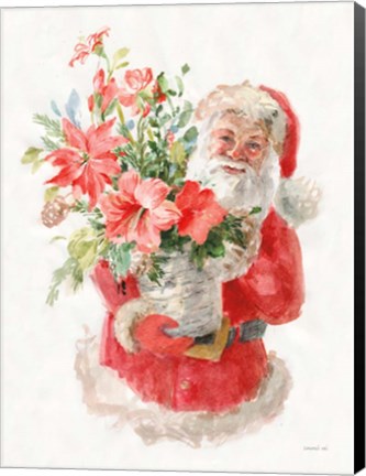 Framed Floral Santa Print