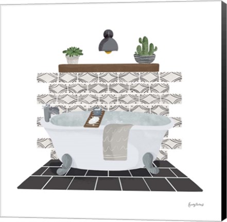 Framed Relaxing Bathroom II Dark Print