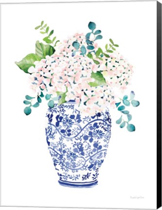 Framed Chinoiserie Hydrangea II Blush Print