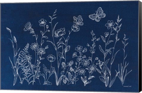 Framed Blue Butterfly Garden Print