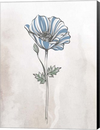 Framed Stone Floral Blues 1 Print