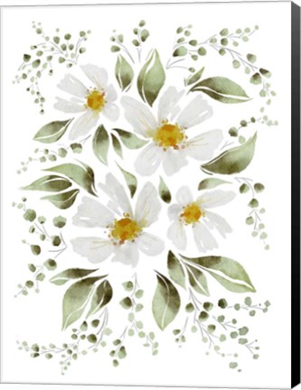 Framed White Flowers Print