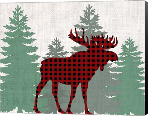 Framed Moose Plaid Print