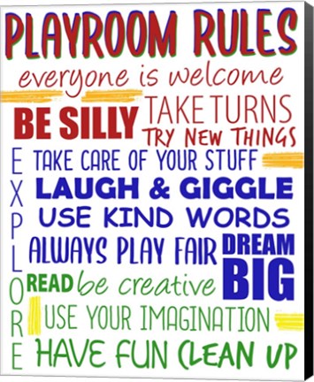 Framed Playroom Rules Print