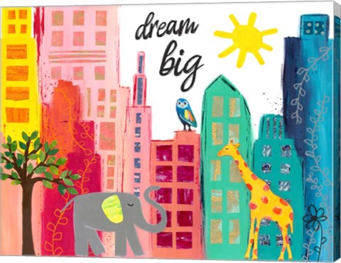 Framed Dream Big Animals in the City Print