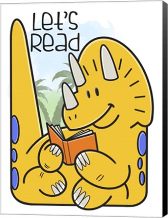 Framed Dino Reading Print