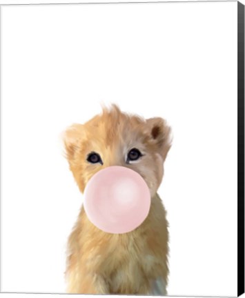 Framed Baby Lion Bubble Gum Print