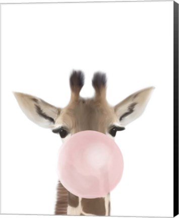 Framed Giraffe Bubble Gum Print