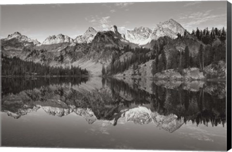 Framed Alice Lake Sawtooth Mountains Idaho BW Print