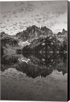 Framed Baron Lake Monte Verita Peak Sawtooh Mountains I BW Print