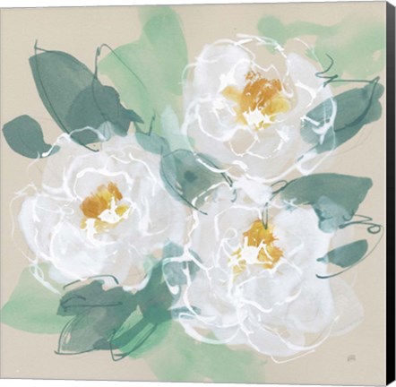 Framed Peonies on Cream II Print