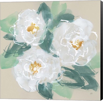 Framed Peonies on Cream I Print